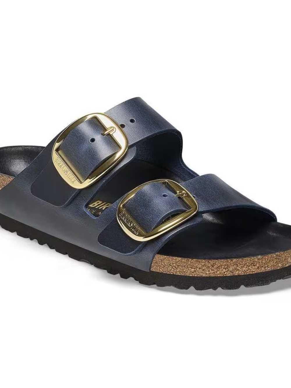 Birkenstock Arizona Two-Buckle Sandal in Navy with Gold Buckles 42 Medium/Narrow